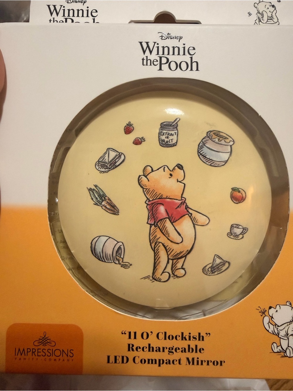 Impressions Disney Winnie the Pooh Yellow LED Rechargeable Compact Mirror